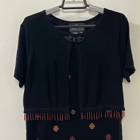 Carole Little Oriental Inspired Round Neck Dress with Mock Short Cardigan Sz 10 - Picture 7 of 11